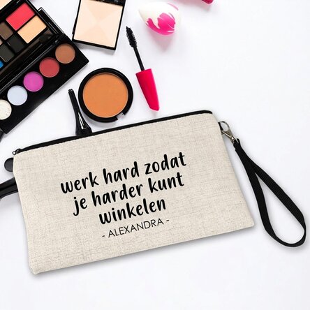 Gepersonaliseerd make-upzakje met tekst