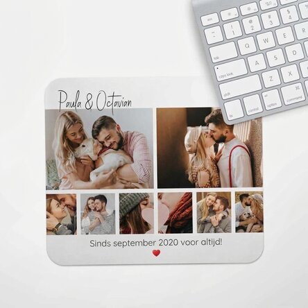Gepersonaliseerde muismat met 8 foto's en tekst - For you