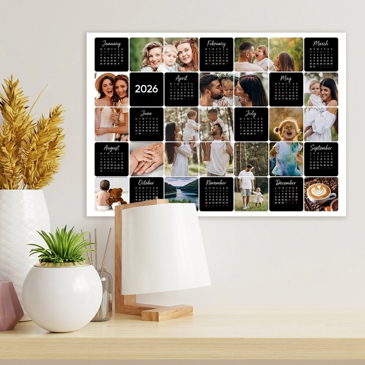 Gepersonaliseerde kalenderposter met 12 foto