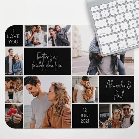 Gepersonaliseerde XL-muismat met 9 foto’s en tekst - Memories