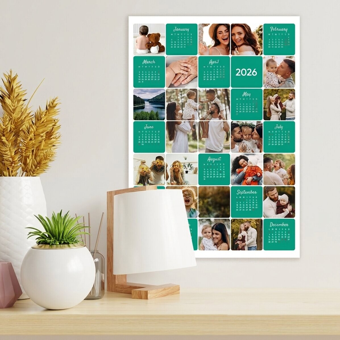 Gepersonaliseerde kalenderposter met 16 foto