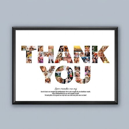 Gepersonaliseerd landschapsschilderij met 46 foto's en tekst - THANK YOU