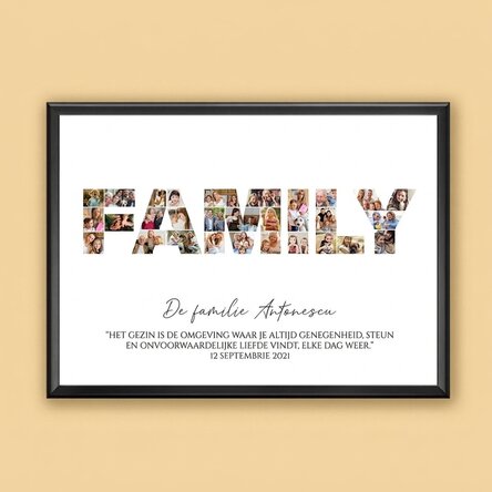 Gepersonaliseerd landschapsschilderij met 30 foto's en tekst - Family
