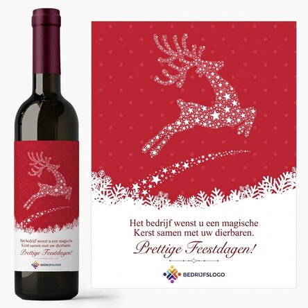 Wijn met gepersonaliseerde tekst en logo - De magie van Kerstmis