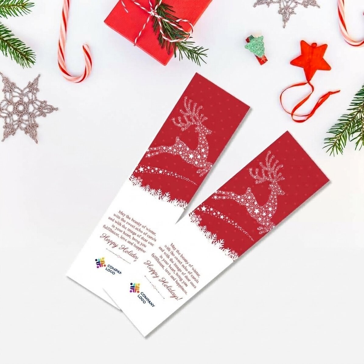 Gepersonaliseerde boekenlegger met tekst en logo - De magie van Kerstmis