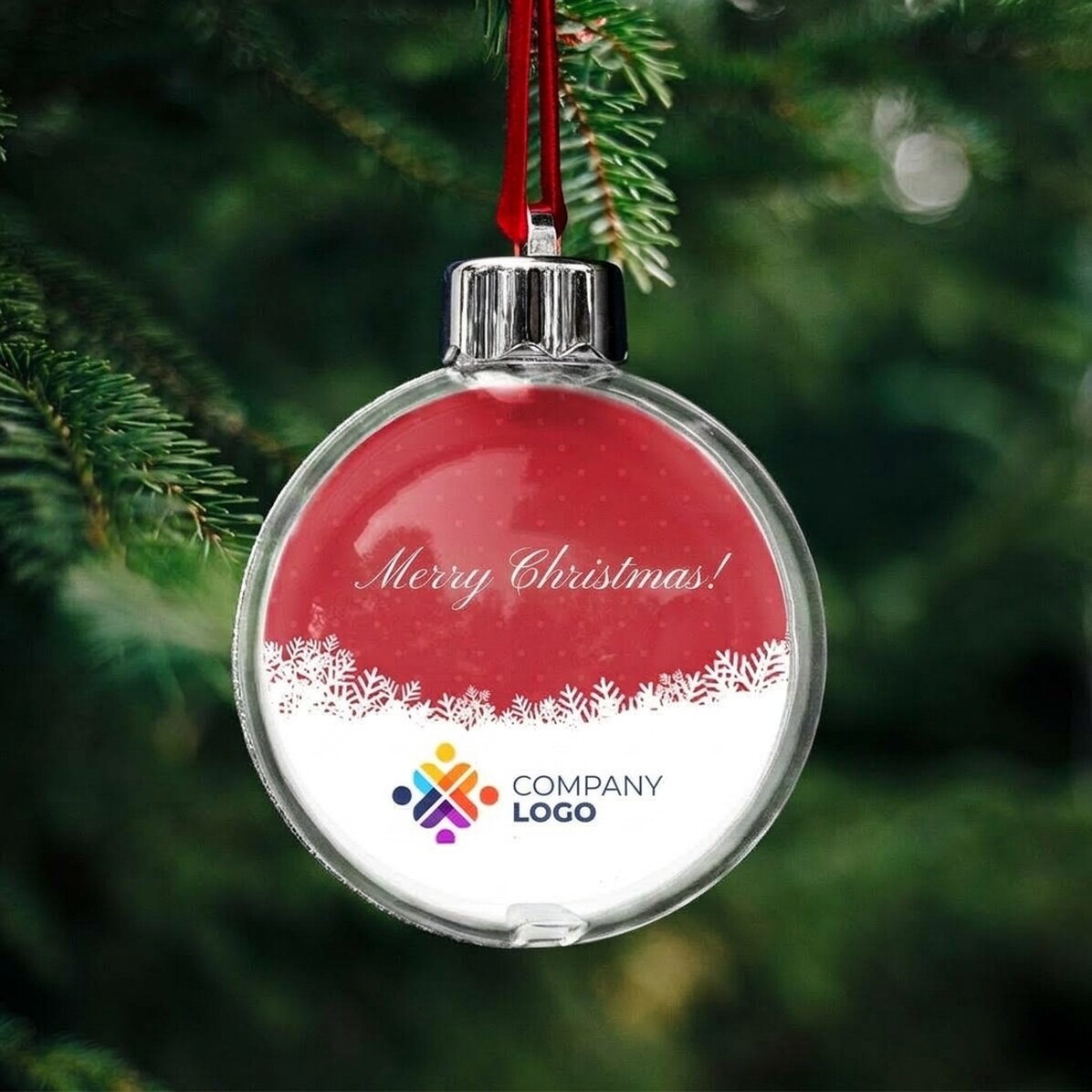 Gepersonaliseerde kerstbal met logo en boodschap - De magie van Kerstmis