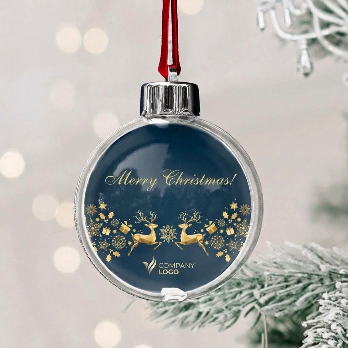 Gepersonaliseerde kerstbal met logo en boodschap - Kerstverhaal