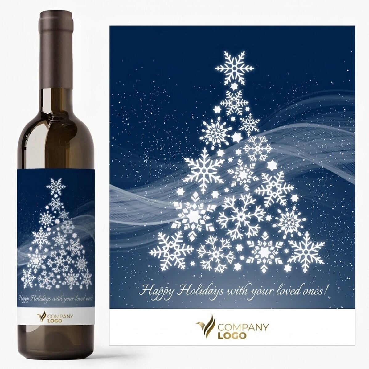 Wijn met eigen logo en boodschap - Vrolijk Kerstfeest!