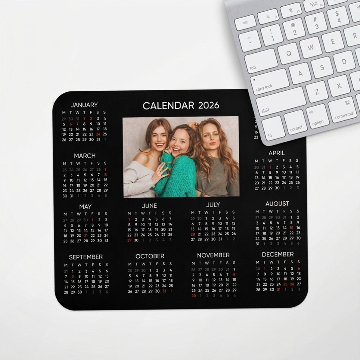 Gepersonaliseerde muismat met een foto en tekst - Kalender