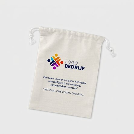Kleine cadeautas, gepersonaliseerd met logo en boodschap