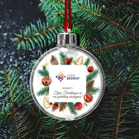 Gepersonaliseerde kerstbal met logo en boodschap - Kerstmodel
