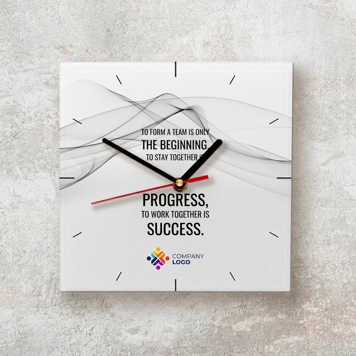 Gepersonaliseerd vierkant horloge met logo en tekst - Succesul