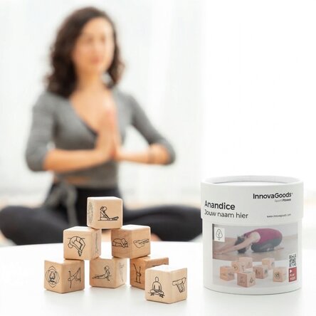 Yogaspel met 7 houten dobbelstenen
