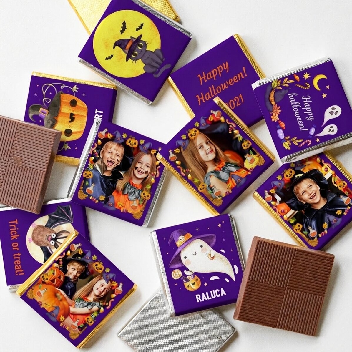 Set van 10 gepersonaliseerde minichocolade met foto