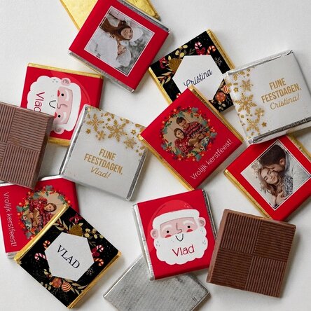 Set van 10 mini-chocoladehapjes, gepersonaliseerd met foto's en tekst