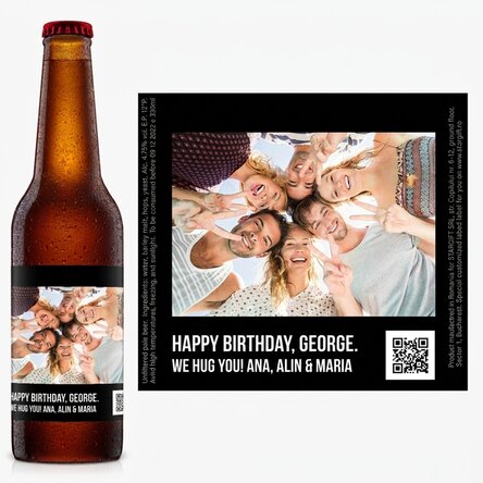 Personalised beer with a photo and QR code