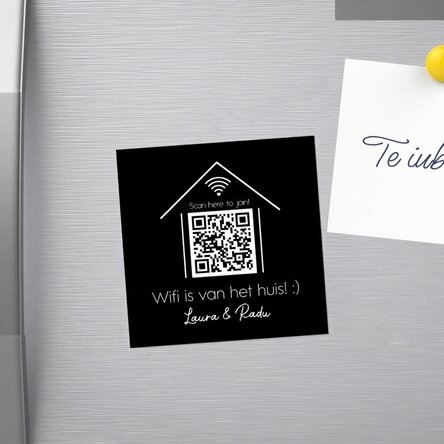 Gepersonaliseerde magneet van 10x10 met tekst en QR-code - Scan for Wifi