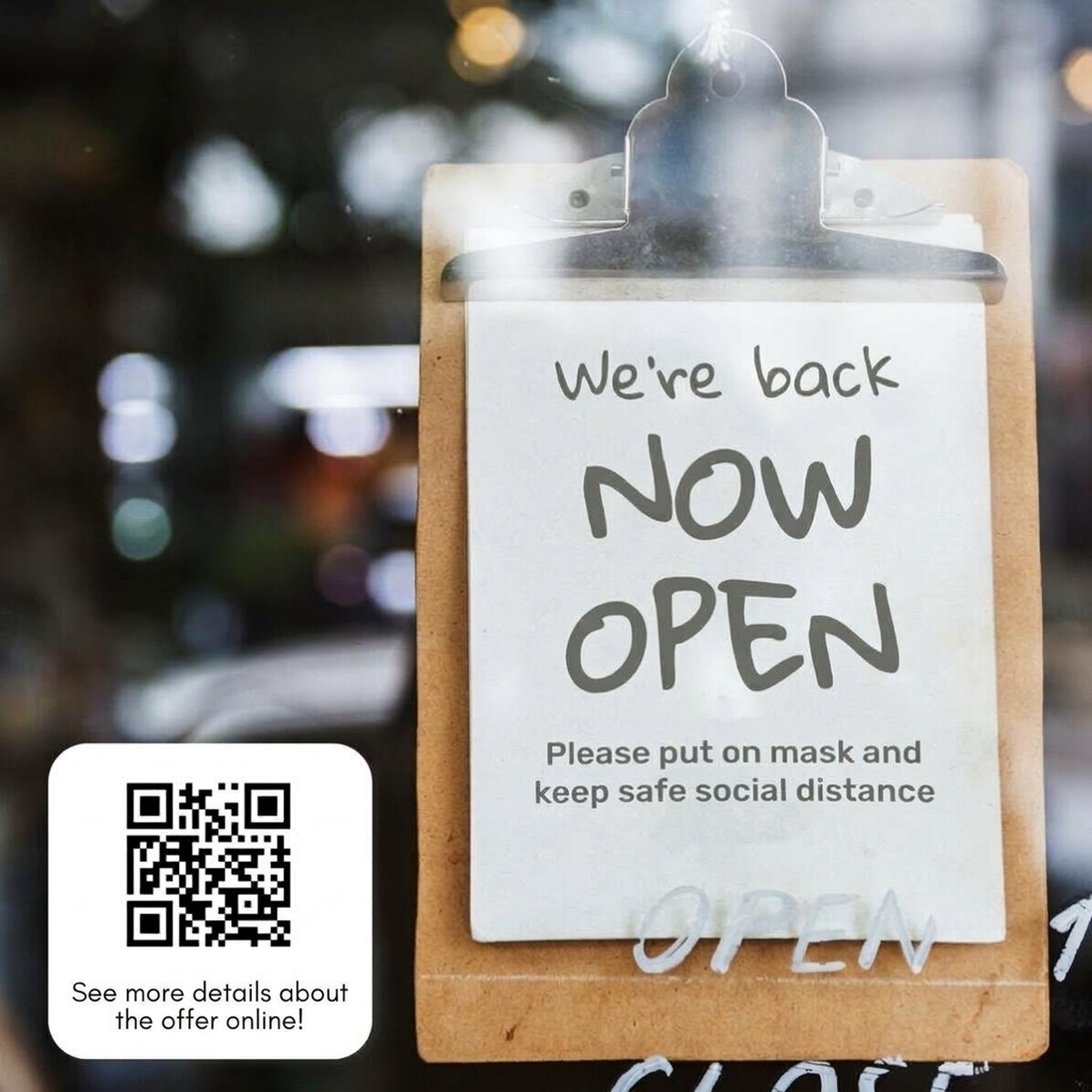 Gepersonaliseerd plaatje met QR-code en tekst