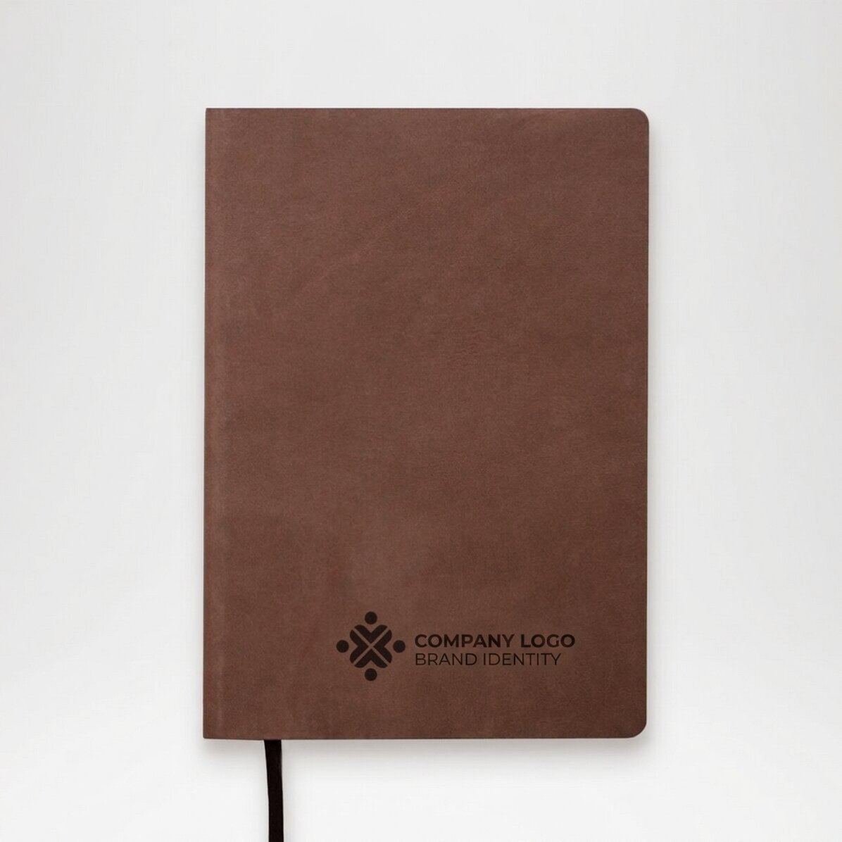 Gepersonaliseerde lederen agenda met logo in het midden