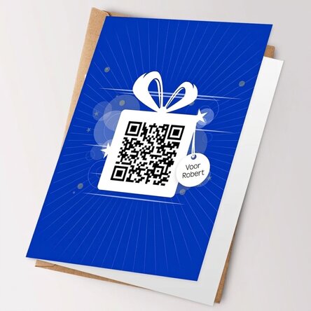Gepersonaliseerde wenskaart met tekst en QR-code - Happy Birthday