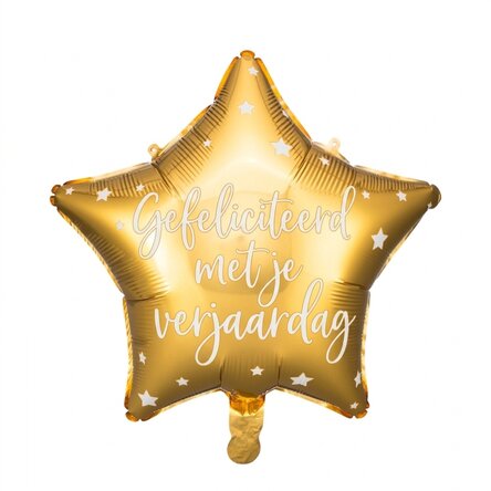 Ballon - gouden ster 'Happy Birthday'