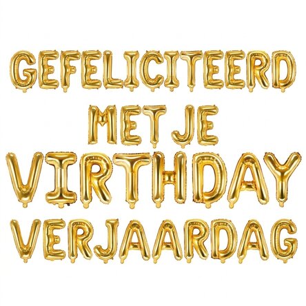 Ballonnenpakket - Happy Birthday goudkleurig