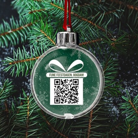 Gepersonaliseerde, dubbelzijdige, doorzichtige bol met een foto en een QR-code