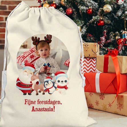 Giftzak gepersonaliseerd met een foto en tekst - Merry Christmas