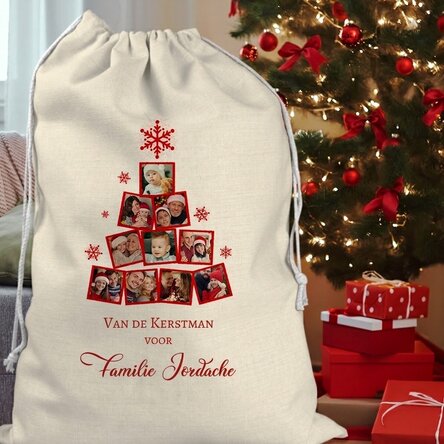 Gepersonaliseerde cadeauzak met fotocollage en boodschap