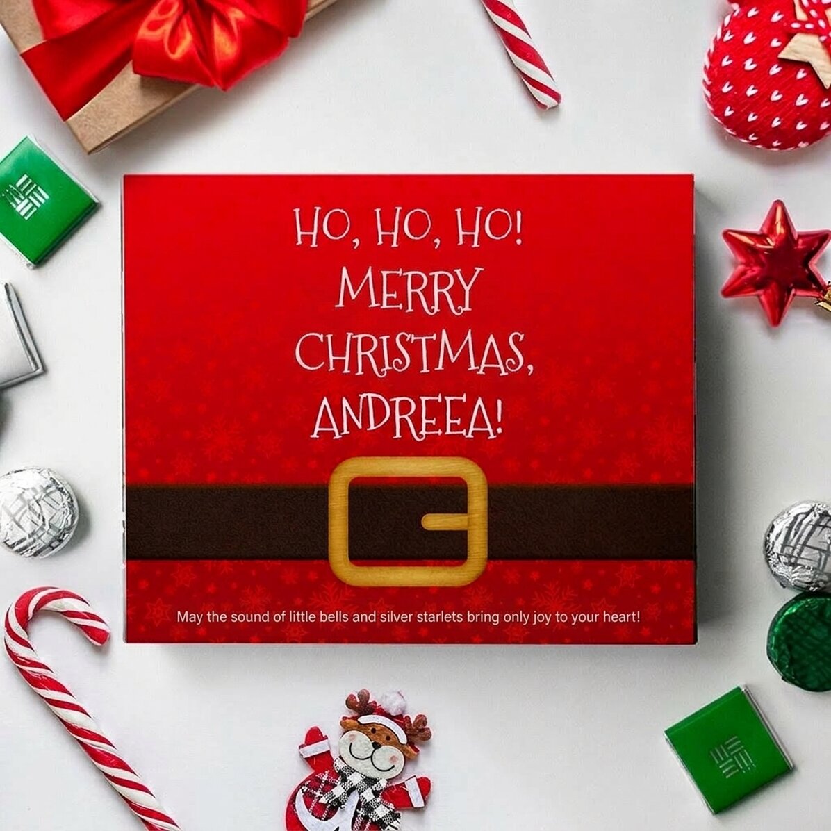 Gepersonaliseerd bonbondoosje met tekst - Ho, ho, ho!