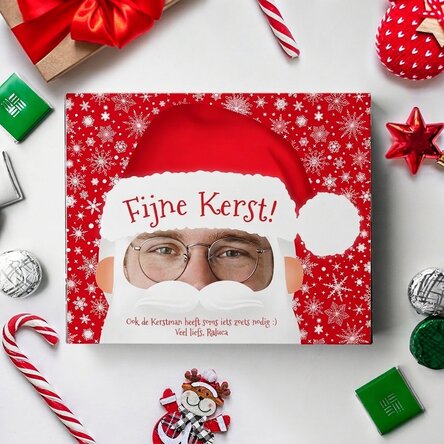 Gepersonaliseerde bonbondoos met een foto en tekst - Kerstman