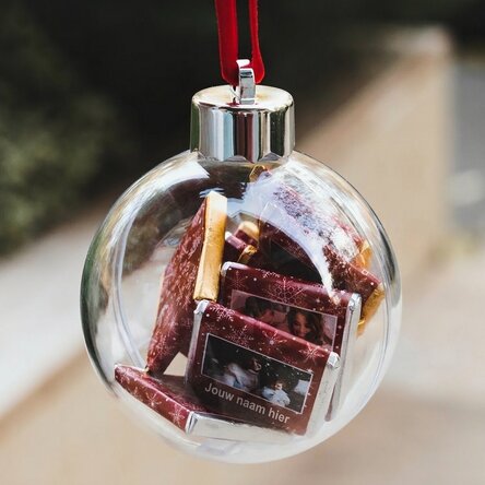 Kogel met 10 mini-chocoladehapjes, gepersonaliseerd met foto’s en tekst