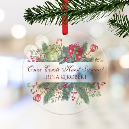 Rond ornament met gepersonaliseerde tekst - Vrolijk Kerstfeest