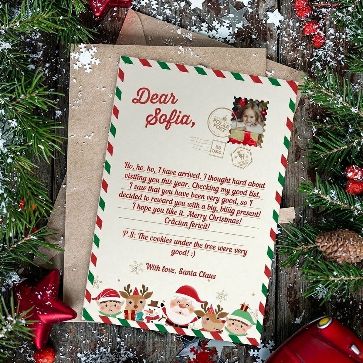 Gepersonaliseerde magneet van 10 x 15 cm met tekst – Brief van de Kerstman