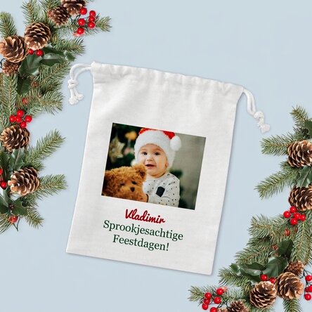 Kleine cadeautas, gepersonaliseerd met een foto en tekst