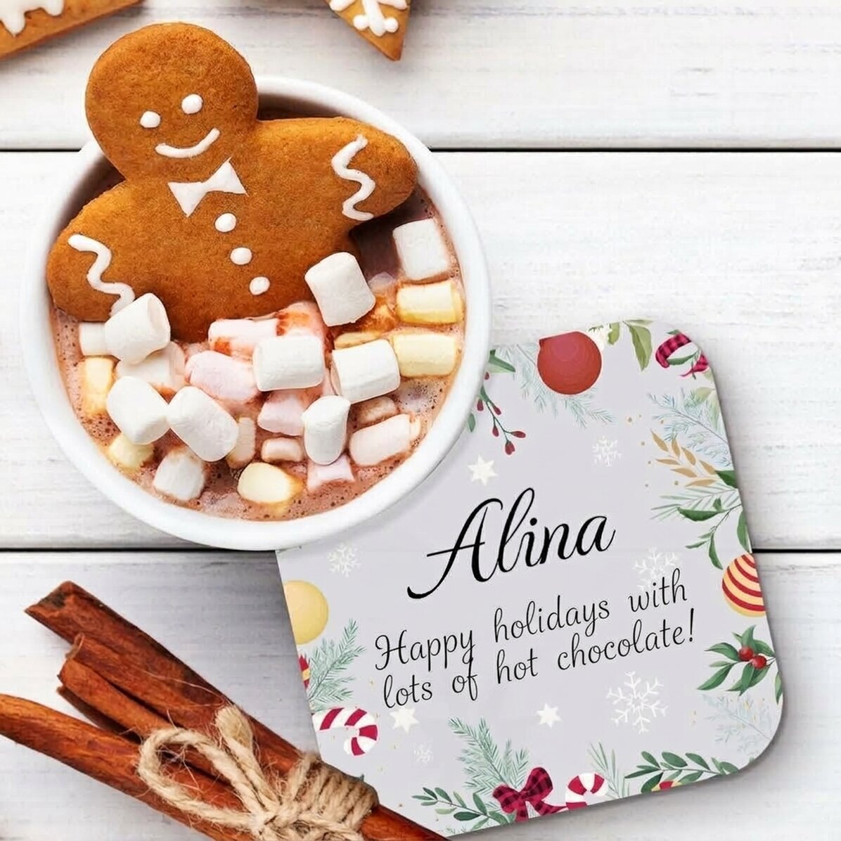 Gepersonaliseerde glazenhouder met tekst - Kerstmis