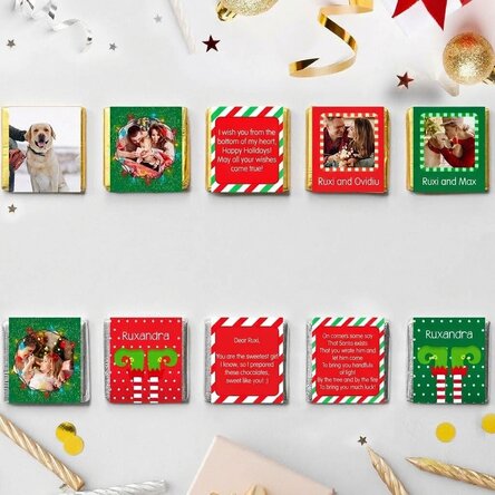 Set of 10 personalised mini chocolates - Christmas spirit