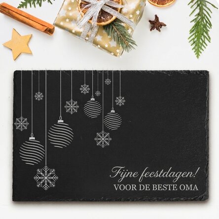 Gepersonaliseerde leisteenplaat met gegraveerde tekst - Fijne feestdagen!