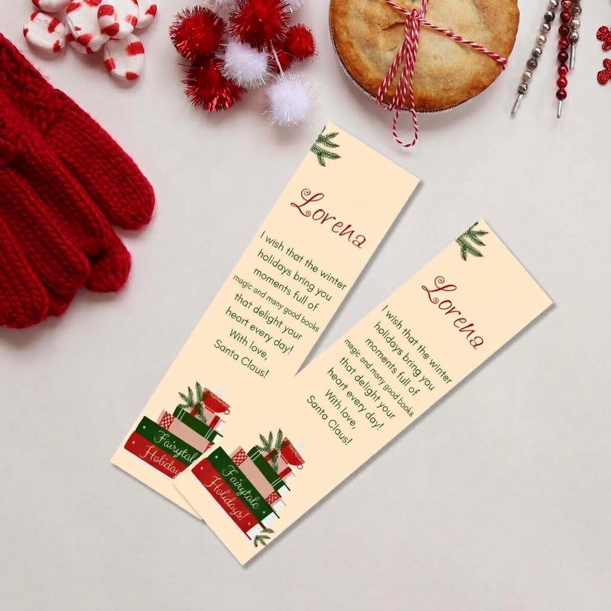 Gepersonaliseerde bladwijzer met tekst - Kerstmis