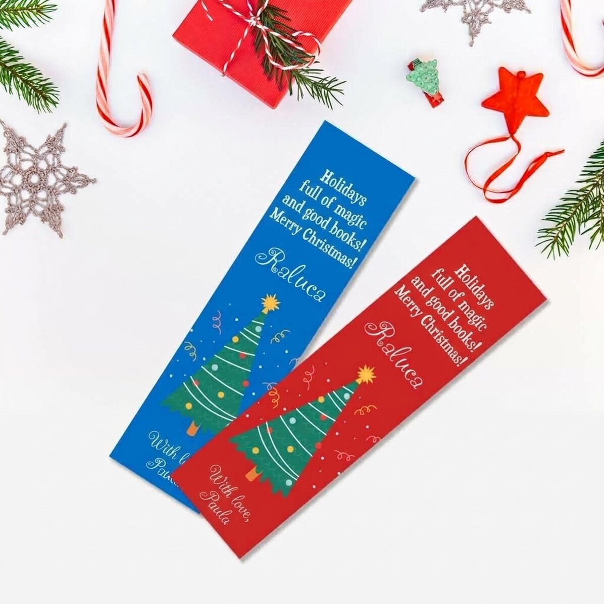 Gepersonaliseerde bladwijzer met tekst - Kerstboom