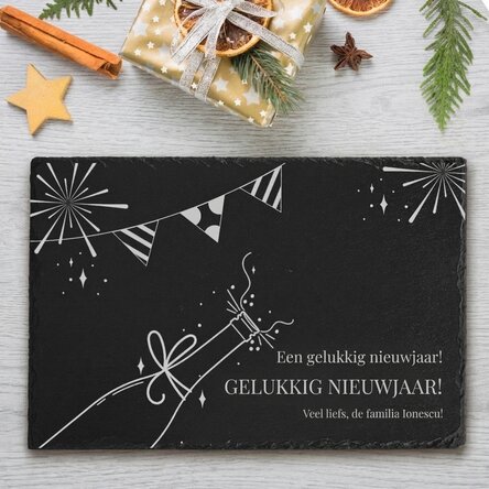 Gepersonaliseerde leisteenplaat met gegraveerde tekst - Van harte gefeliciteerd!