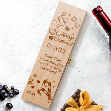 Personalised wine box with message for friend/lover - Merry Christmas