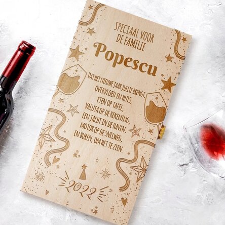 Gepersonaliseerde wijnkist voor twee flessen met een boodschap - Nieuwjaar