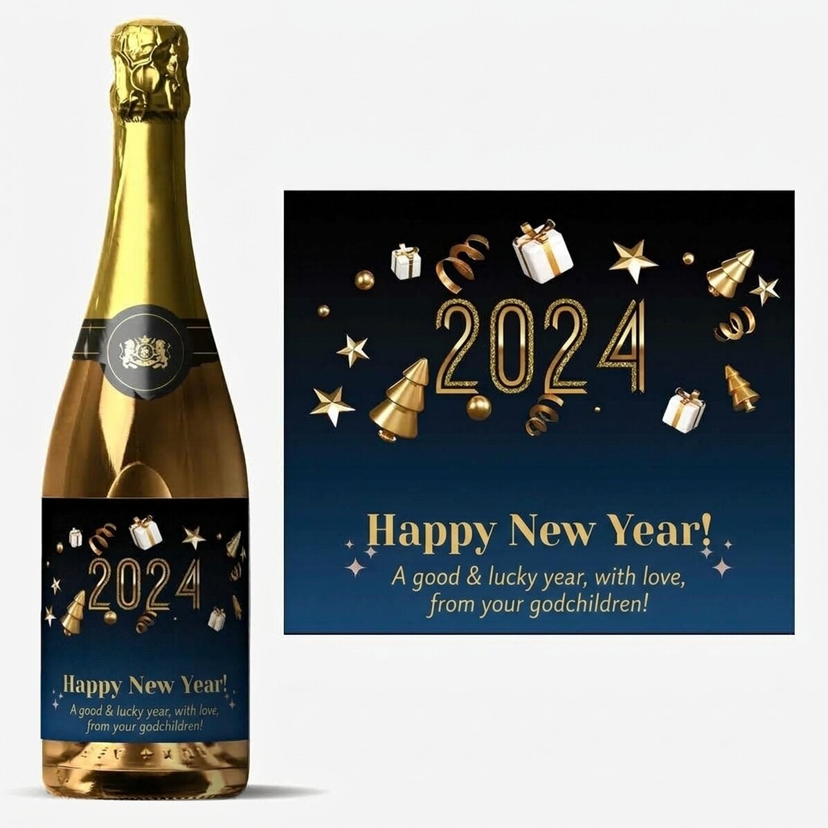 Mousserende wijn met gepersonaliseerde tekst - Van harte gefeliciteerd!