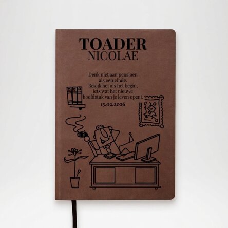 Gepersonaliseerde lederen agenda met een boodschap ter gelegenheid van het pensioen