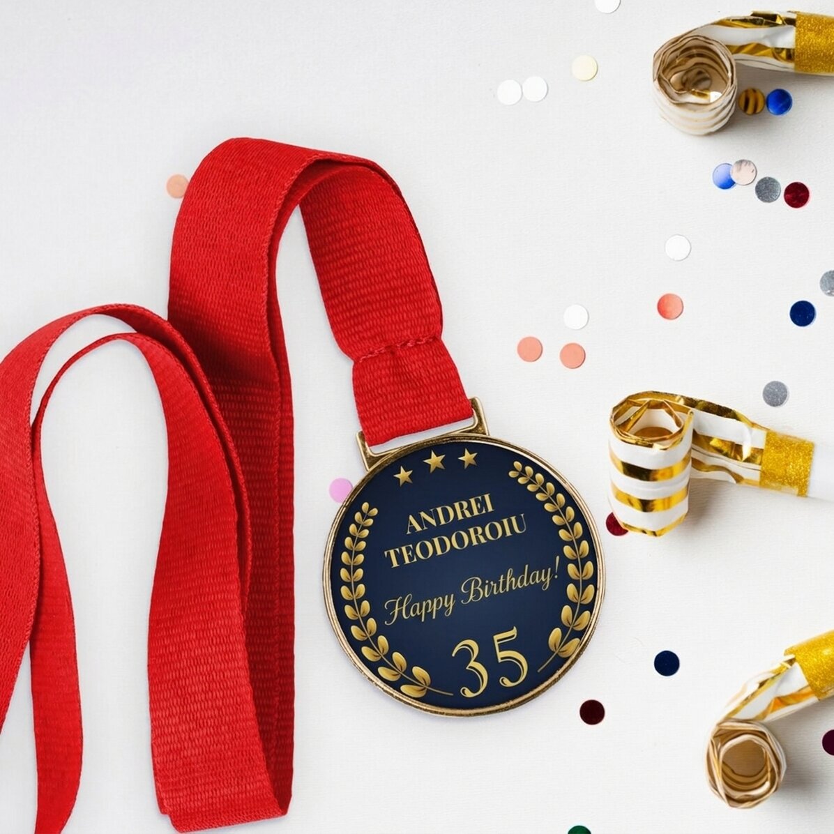 Gepersonaliseerde medaille met tekst - Verjaardag