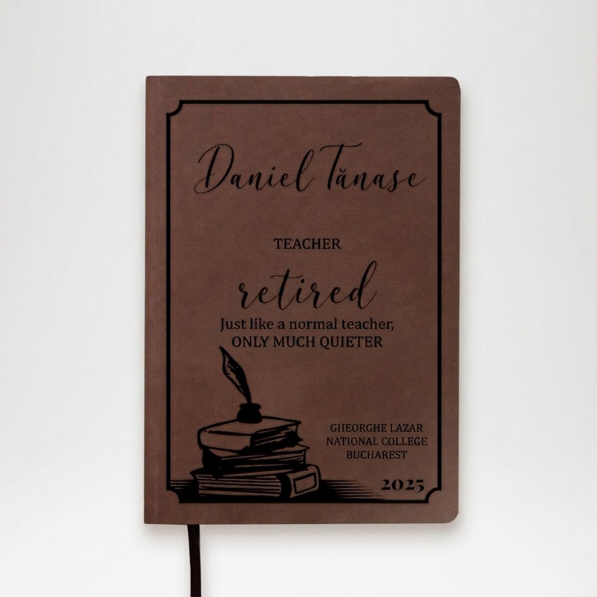Gepersonaliseerde leren agenda met een boodschap ter gelegenheid van het pensioen van de leraar