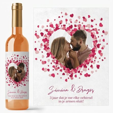 Wijn met een persoonlijk bericht voor een stel - Love is in the air