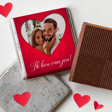 Gepersonaliseerde mini-chocolade met een foto en tekst - Hartje