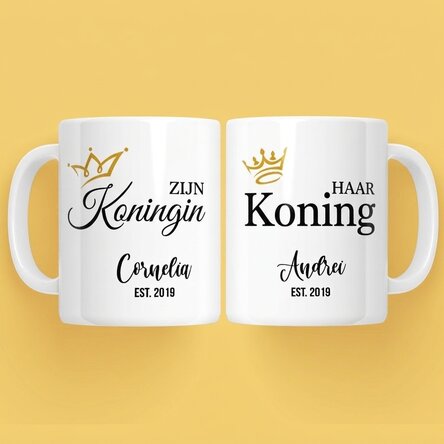 Mokken voor koppels met tekst - King & Queen